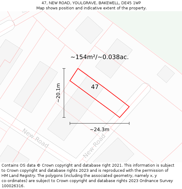 47, NEW ROAD, YOULGRAVE, BAKEWELL, DE45 1WP: Plot and title map