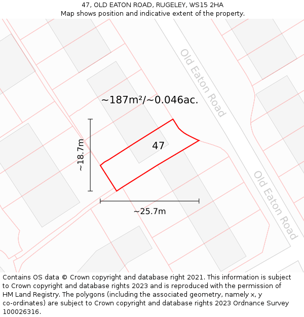 47, OLD EATON ROAD, RUGELEY, WS15 2HA: Plot and title map