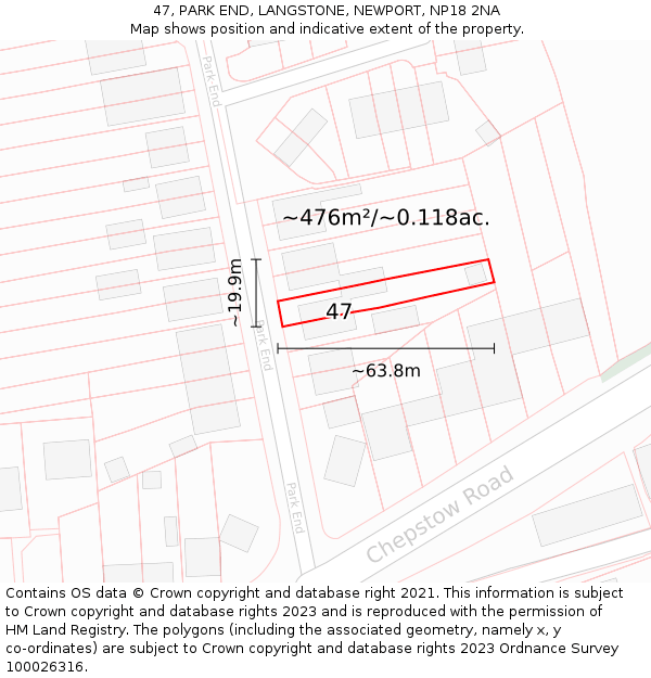 47, PARK END, LANGSTONE, NEWPORT, NP18 2NA: Plot and title map