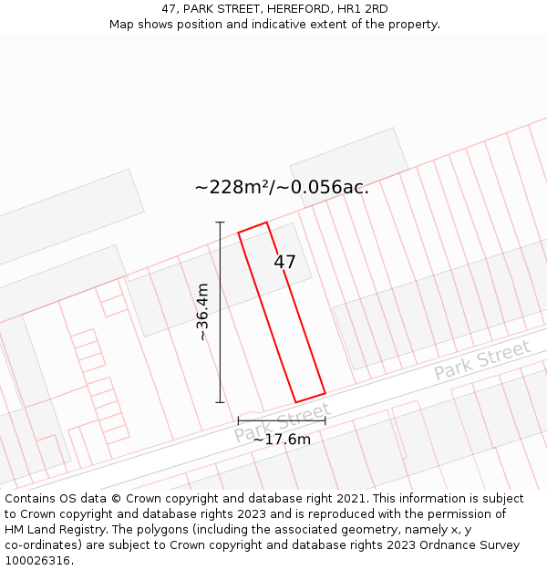 47, PARK STREET, HEREFORD, HR1 2RD: Plot and title map