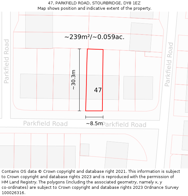 47, PARKFIELD ROAD, STOURBRIDGE, DY8 1EZ: Plot and title map