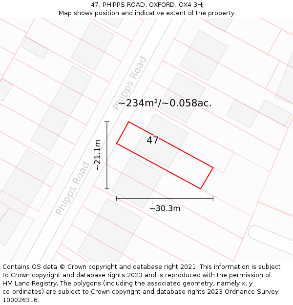 47, PHIPPS ROAD, OXFORD, OX4 3HJ: Plot and title map