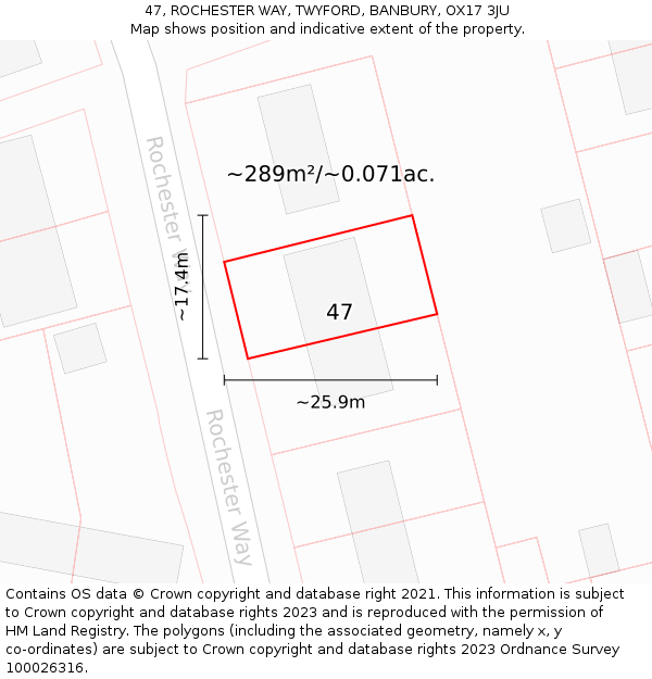 47, ROCHESTER WAY, TWYFORD, BANBURY, OX17 3JU: Plot and title map