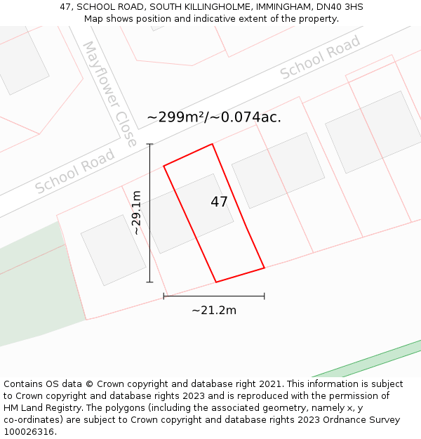 47, SCHOOL ROAD, SOUTH KILLINGHOLME, IMMINGHAM, DN40 3HS: Plot and title map