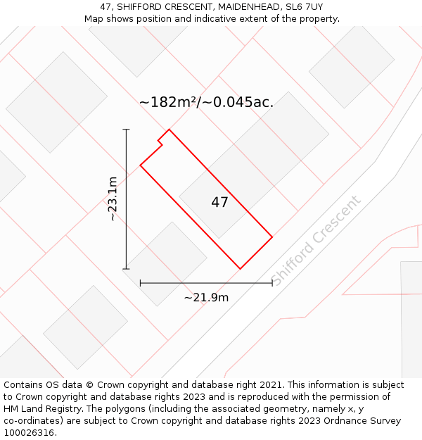 47, SHIFFORD CRESCENT, MAIDENHEAD, SL6 7UY: Plot and title map