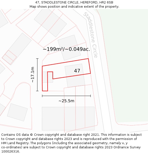 47, STADDLESTONE CIRCLE, HEREFORD, HR2 6SB: Plot and title map