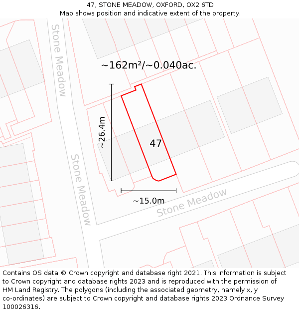 47, STONE MEADOW, OXFORD, OX2 6TD: Plot and title map