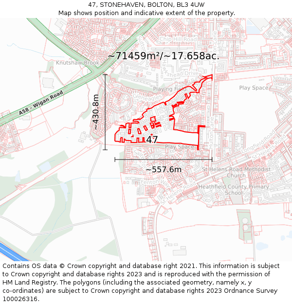 47, STONEHAVEN, BOLTON, BL3 4UW: Plot and title map