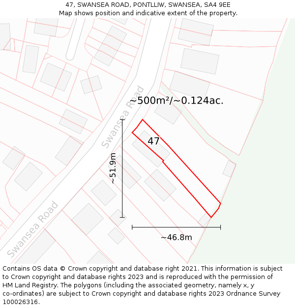 47, SWANSEA ROAD, PONTLLIW, SWANSEA, SA4 9EE: Plot and title map