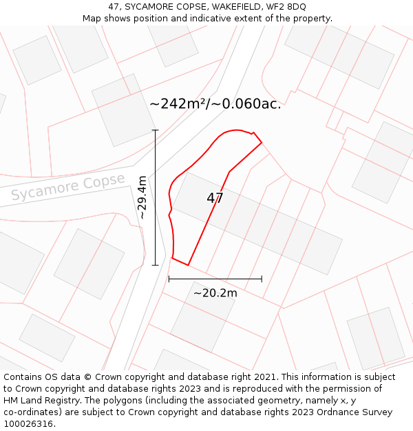 47, SYCAMORE COPSE, WAKEFIELD, WF2 8DQ: Plot and title map