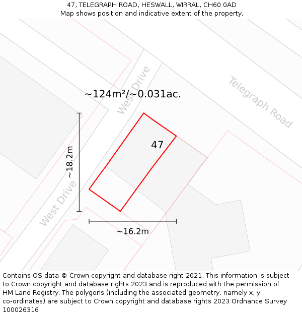 47, TELEGRAPH ROAD, HESWALL, WIRRAL, CH60 0AD: Plot and title map