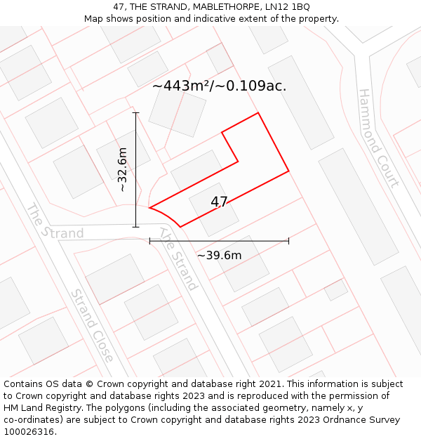 47, THE STRAND, MABLETHORPE, LN12 1BQ: Plot and title map