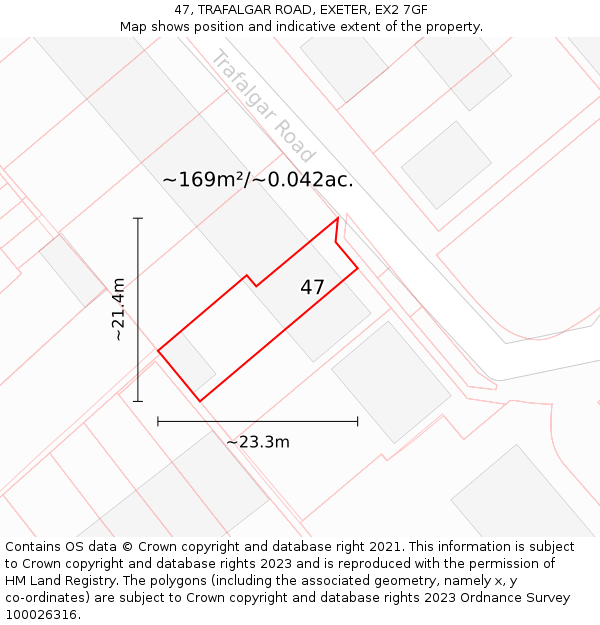 47, TRAFALGAR ROAD, EXETER, EX2 7GF: Plot and title map