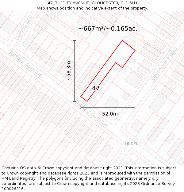 47, TUFFLEY AVENUE, GLOUCESTER, GL1 5LU: Plot and title map