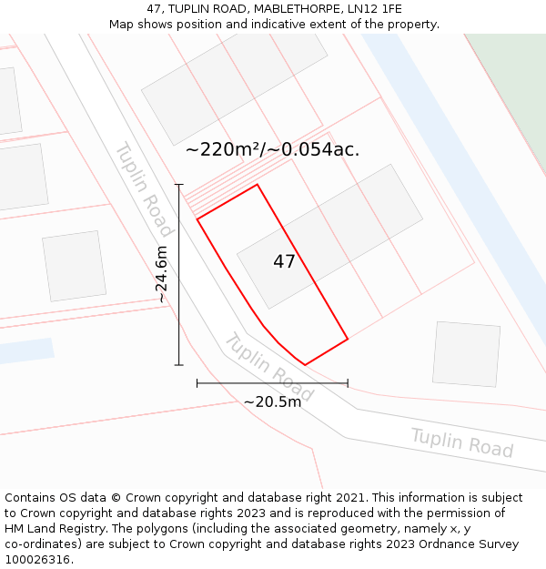 47, TUPLIN ROAD, MABLETHORPE, LN12 1FE: Plot and title map