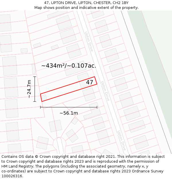 47, UPTON DRIVE, UPTON, CHESTER, CH2 1BY: Plot and title map