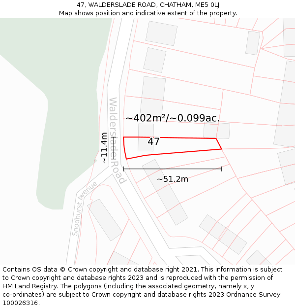47, WALDERSLADE ROAD, CHATHAM, ME5 0LJ: Plot and title map