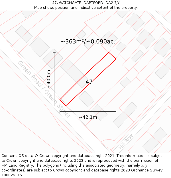 47, WATCHGATE, DARTFORD, DA2 7JY: Plot and title map