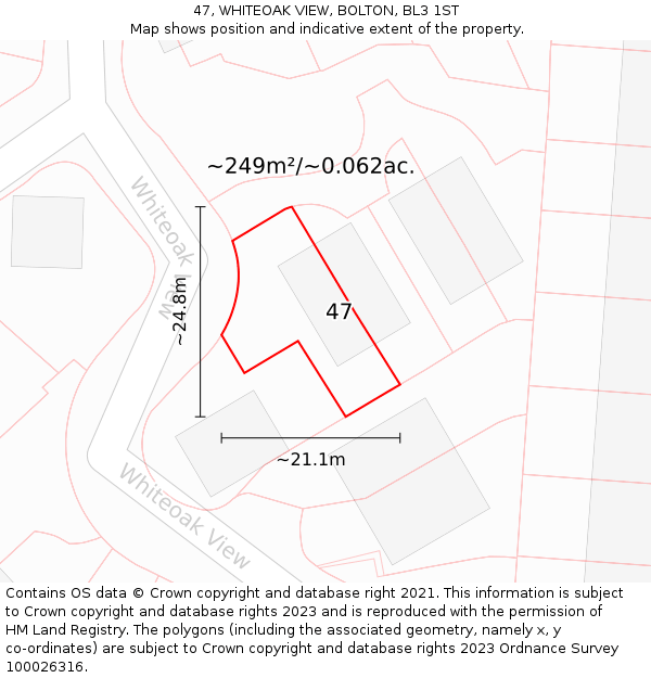 47, WHITEOAK VIEW, BOLTON, BL3 1ST: Plot and title map