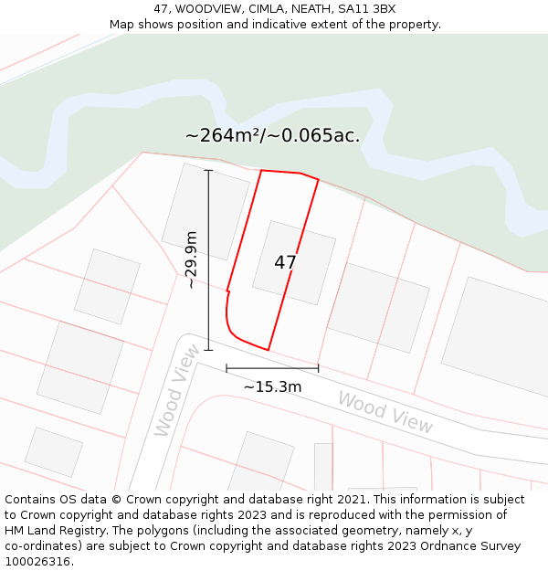 47, WOODVIEW, CIMLA, NEATH, SA11 3BX: Plot and title map