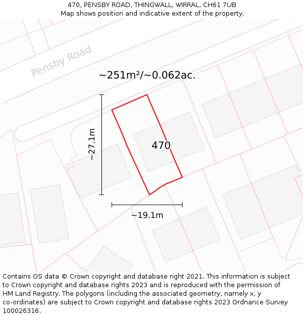 470, PENSBY ROAD, THINGWALL, WIRRAL, CH61 7UB: Plot and title map