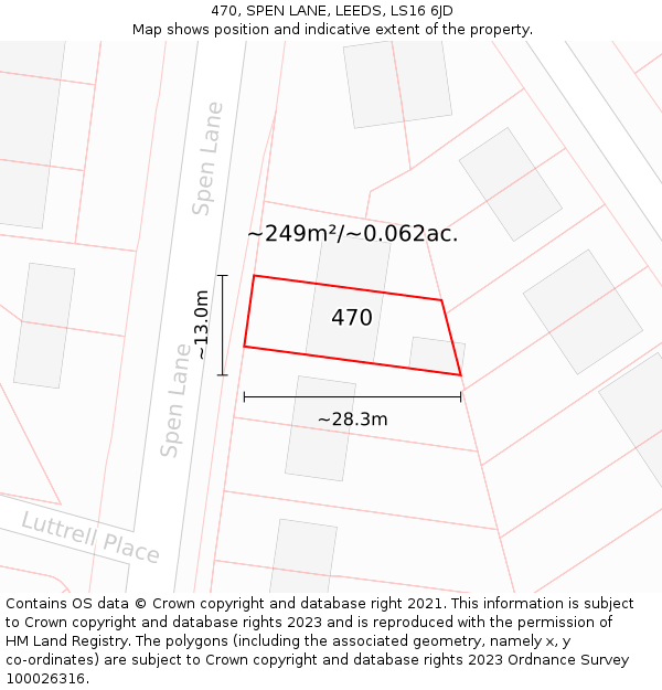 470, SPEN LANE, LEEDS, LS16 6JD: Plot and title map