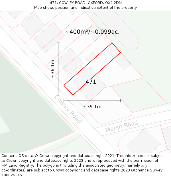 471, COWLEY ROAD, OXFORD, OX4 2DN: Plot and title map