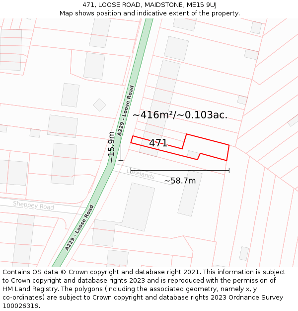 471, LOOSE ROAD, MAIDSTONE, ME15 9UJ: Plot and title map