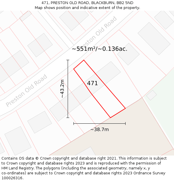 471, PRESTON OLD ROAD, BLACKBURN, BB2 5ND: Plot and title map