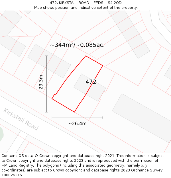 472, KIRKSTALL ROAD, LEEDS, LS4 2QD: Plot and title map