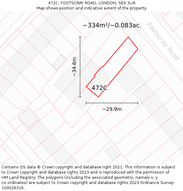 472C, FOOTSCRAY ROAD, LONDON, SE9 3UA: Plot and title map