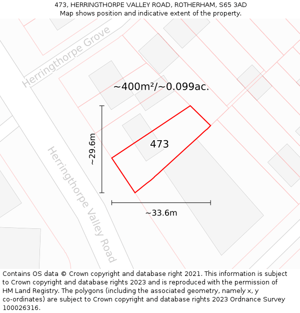 473, HERRINGTHORPE VALLEY ROAD, ROTHERHAM, S65 3AD: Plot and title map