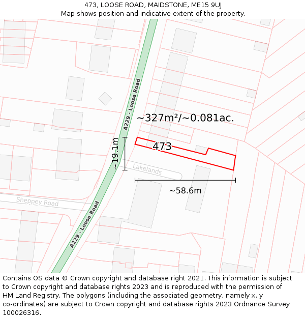 473, LOOSE ROAD, MAIDSTONE, ME15 9UJ: Plot and title map