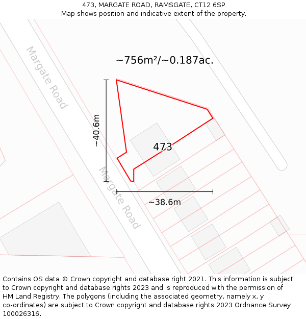 473, MARGATE ROAD, RAMSGATE, CT12 6SP: Plot and title map