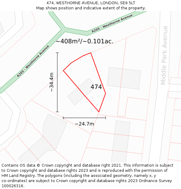 474, WESTHORNE AVENUE, LONDON, SE9 5LT: Plot and title map