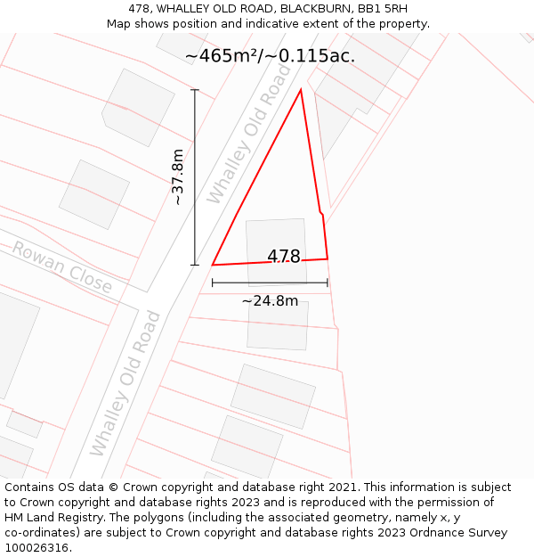 478, WHALLEY OLD ROAD, BLACKBURN, BB1 5RH: Plot and title map