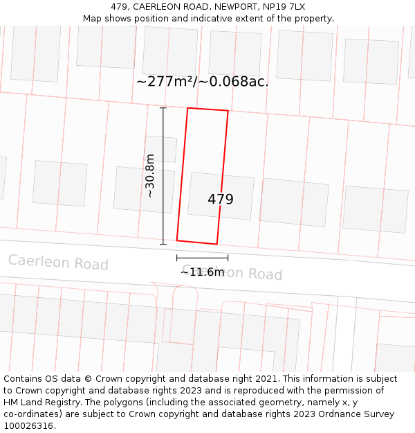 479, CAERLEON ROAD, NEWPORT, NP19 7LX: Plot and title map