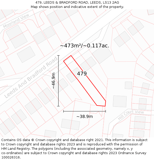 479, LEEDS & BRADFORD ROAD, LEEDS, LS13 2AG: Plot and title map