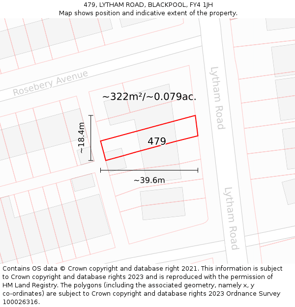 479, LYTHAM ROAD, BLACKPOOL, FY4 1JH: Plot and title map