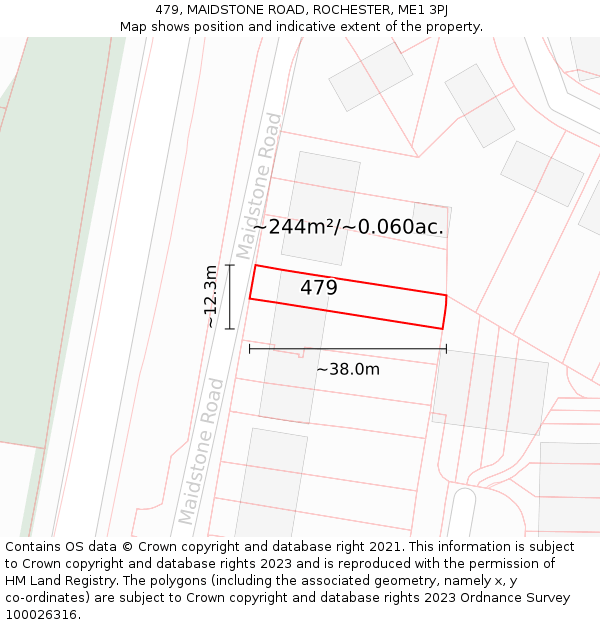 479, MAIDSTONE ROAD, ROCHESTER, ME1 3PJ: Plot and title map