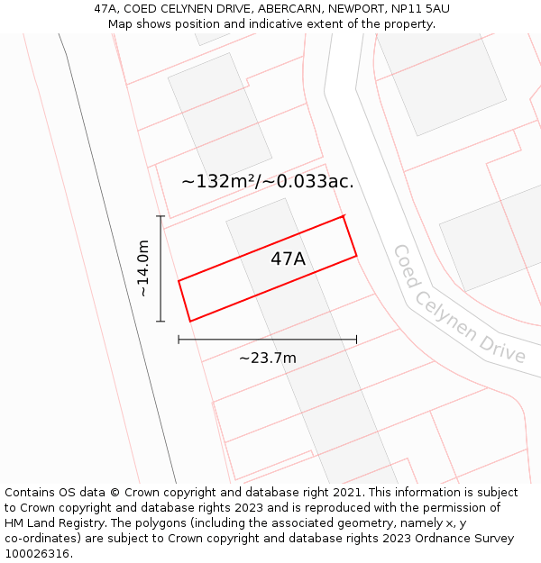 47A, COED CELYNEN DRIVE, ABERCARN, NEWPORT, NP11 5AU: Plot and title map