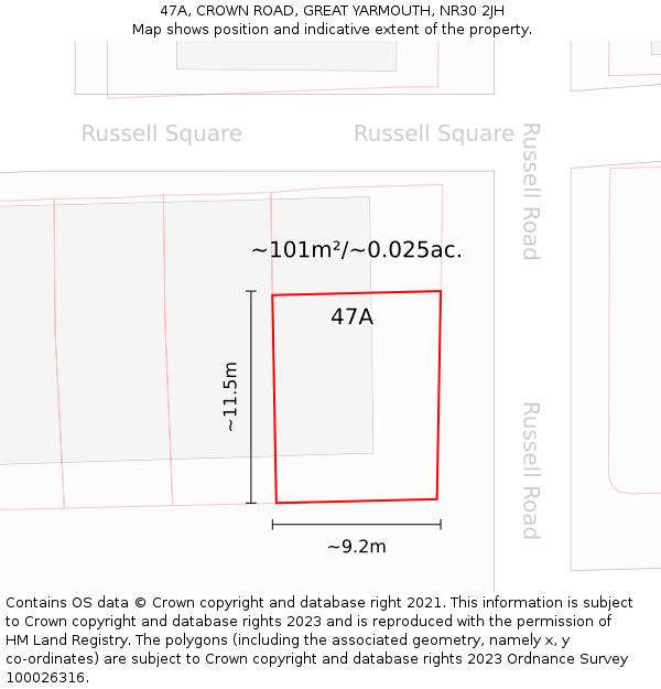 47A, CROWN ROAD, GREAT YARMOUTH, NR30 2JH: Plot and title map