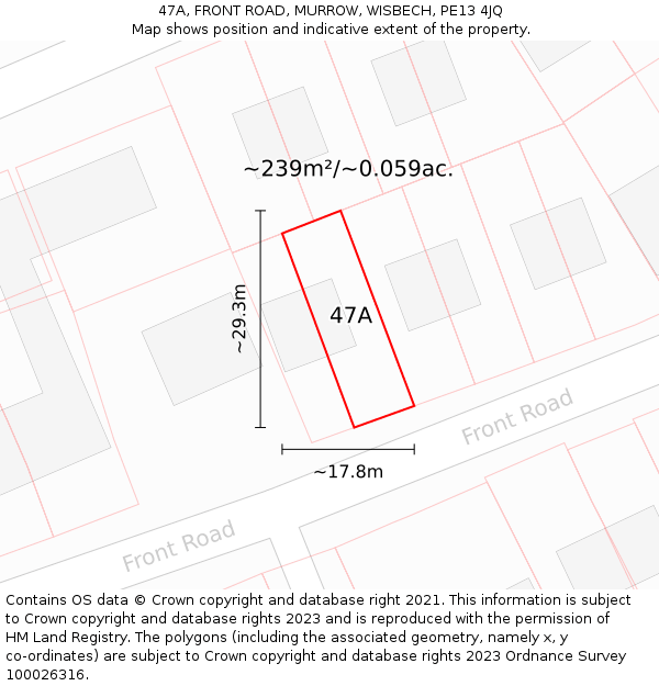 47A, FRONT ROAD, MURROW, WISBECH, PE13 4JQ: Plot and title map