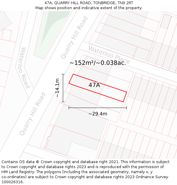 47A, QUARRY HILL ROAD, TONBRIDGE, TN9 2RT: Plot and title map