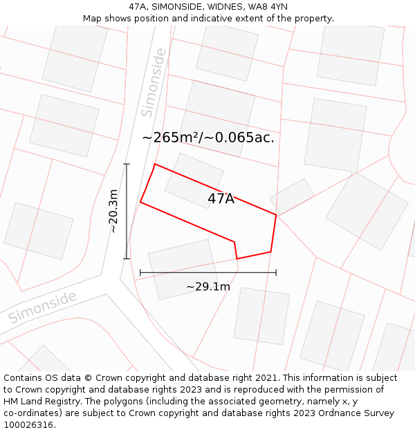 47A, SIMONSIDE, WIDNES, WA8 4YN: Plot and title map