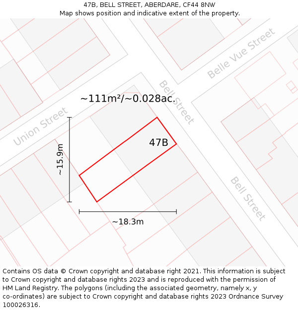 47B, BELL STREET, ABERDARE, CF44 8NW: Plot and title map