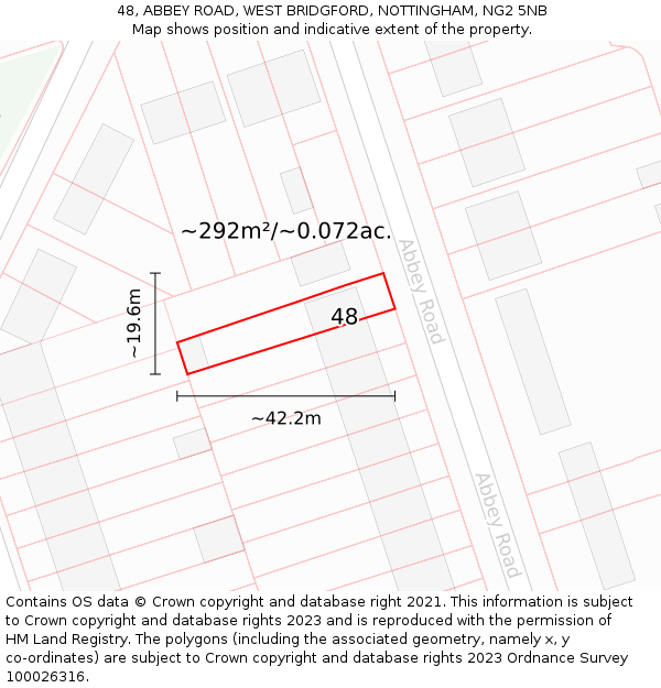 48, ABBEY ROAD, WEST BRIDGFORD, NOTTINGHAM, NG2 5NB: Plot and title map