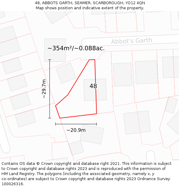 48, ABBOTS GARTH, SEAMER, SCARBOROUGH, YO12 4QN: Plot and title map