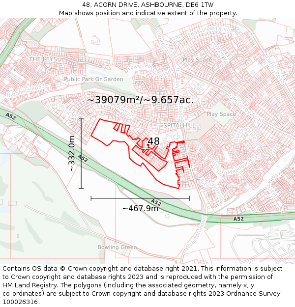 48, ACORN DRIVE, ASHBOURNE, DE6 1TW: Plot and title map