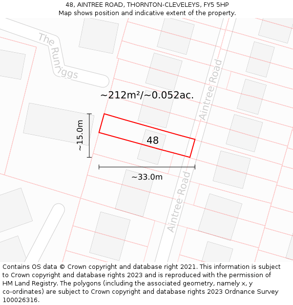 48, AINTREE ROAD, THORNTON-CLEVELEYS, FY5 5HP: Plot and title map